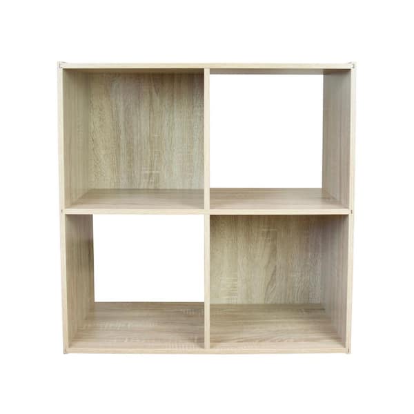 Unbranded 27.5 in. x 27.5 in. Sonoma Oak 4-Cube 3-Shelf Etagere Bookcase