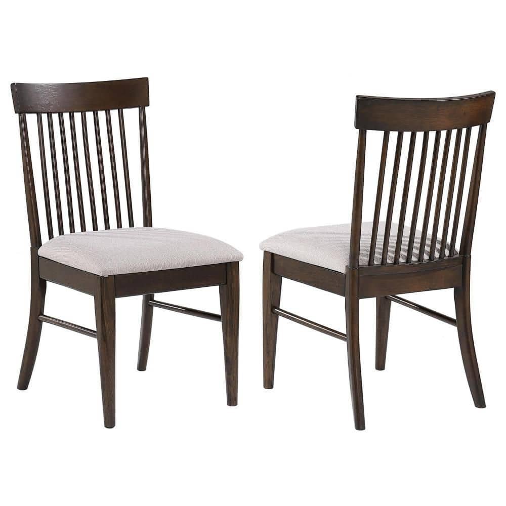 Eve Walnut Brown and Wheat Beige Fabric Slat back Dining Side Chair (Set of 2)