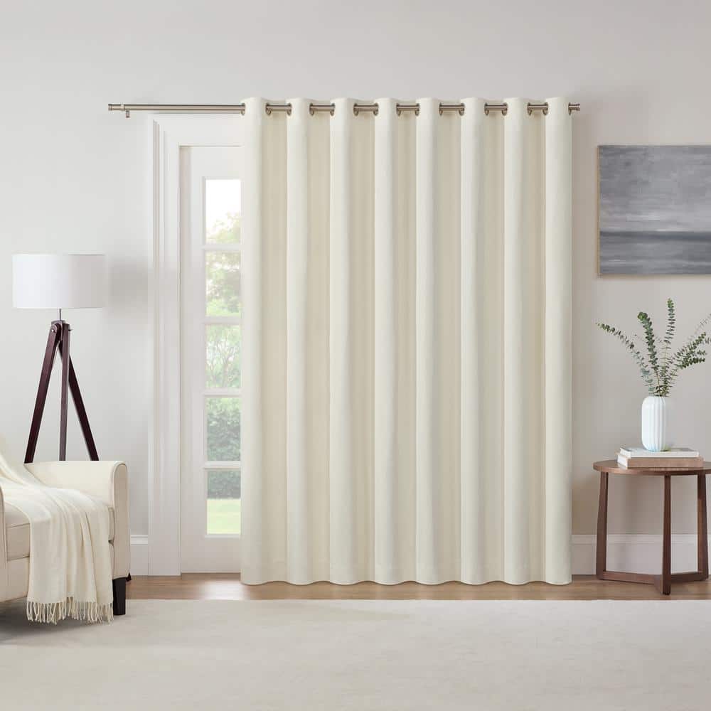 Eclipse Kendall Ivory Polyester Solid 100 in. W x 84 in. L Sliding Patio Door Grommet Outdoor Blackout Curtain (Single Panel) 28628204158 - The Home Depot