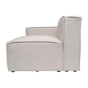 Cream Fabric Left Arm Rest Side Chair with Solid Wood
