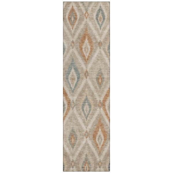 Chantille Machine Washable Indoor/Outdoor Abstract ACN3072 Putty 2 ft. x 7 ft. Runner Rug