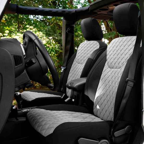 Fh Group Neoprene Custom Seat Covers For 2007 2018 Jeep Wrangler Jk 4dr Front Set Dmcm5003gray - Seat Cover Jeep Wrangler 2018