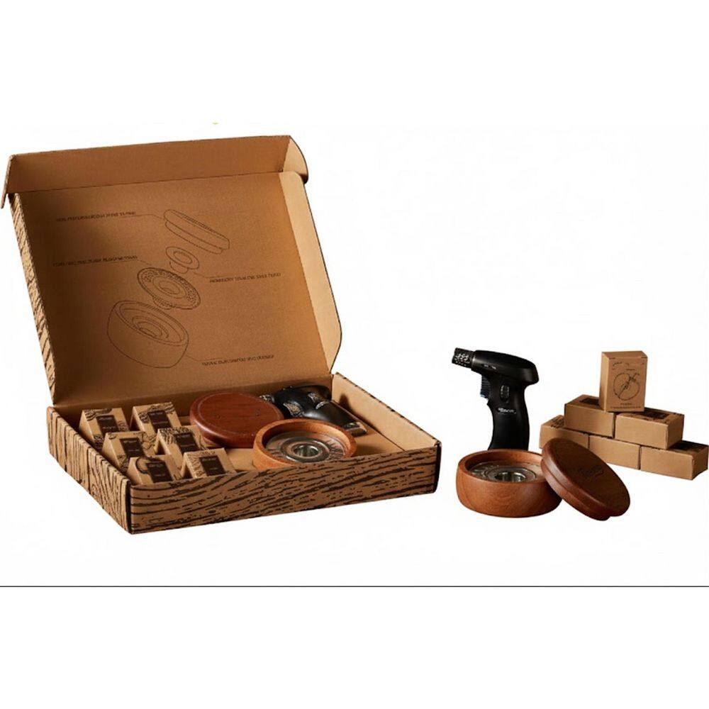 1-Kit Brown Wood Barware Sapele Wood Cocktail Smoker Kit with Torch and 6 Flavors Wood Chips for Whiskey price history on PriceWatchPro