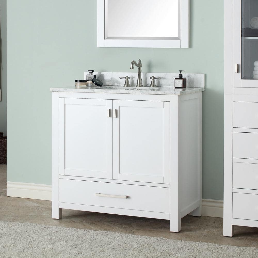 Modero 36'' White Solid Wood Freestanding Vanity Base