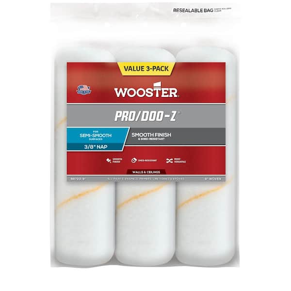 Wooster 9 in. x 3/8 in. Pro/Doo-Z High-Density Woven Roller Cover (3-Pack)