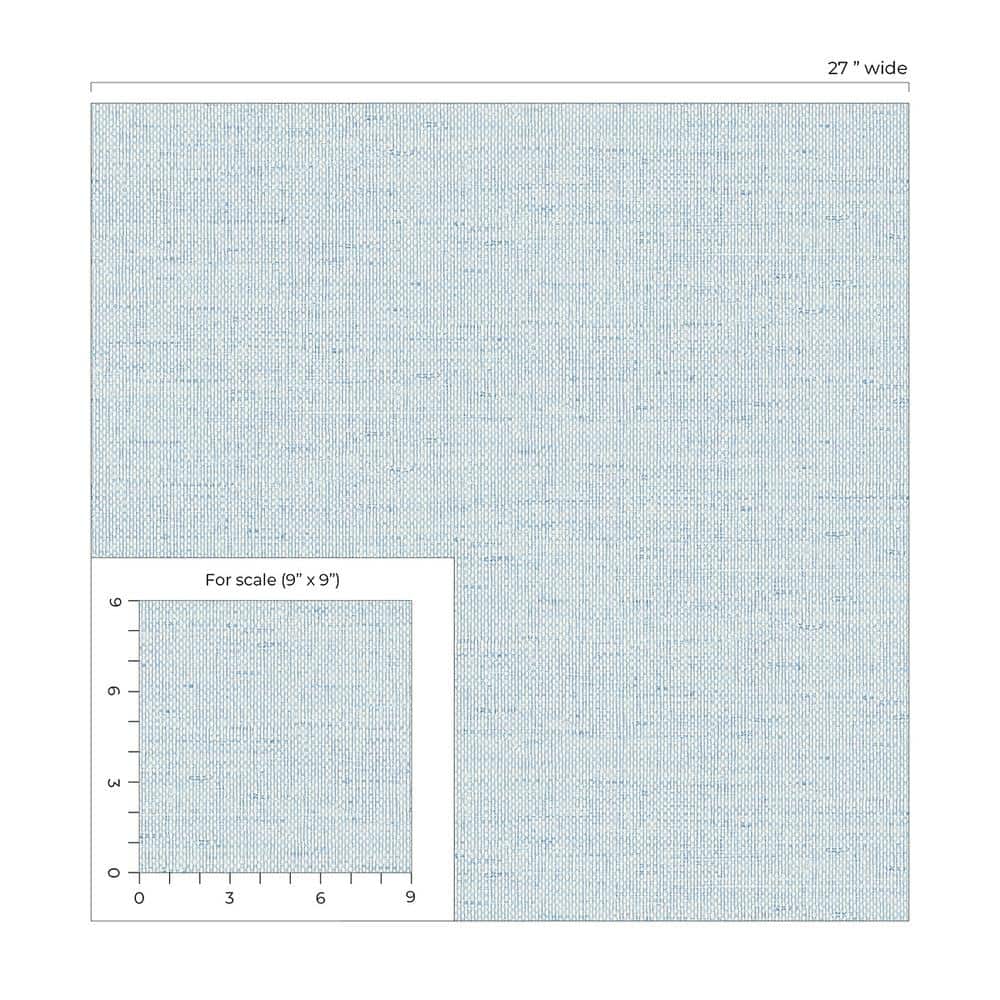 Sea Breeze Blue Faux Paperweave Vinyl Wallpaper Roll