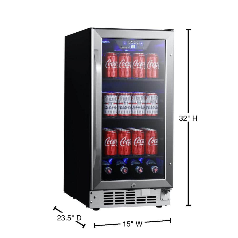EdgeStar 15-Inch Stainless Steel Undercounter Beverage Cooler with Glass Door