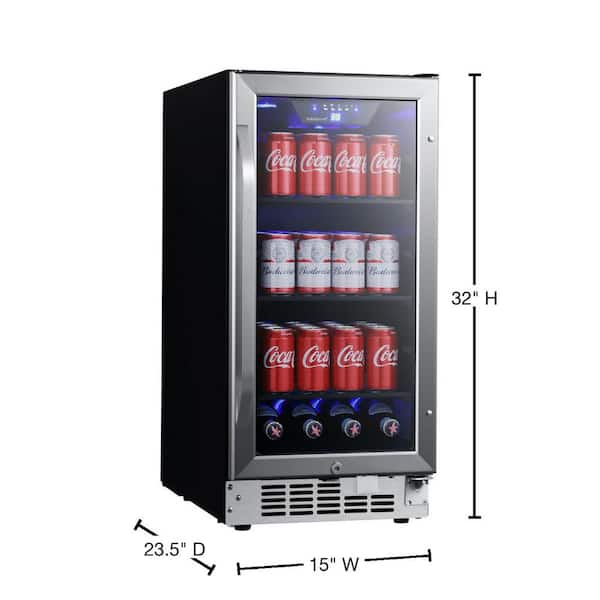 EdgeStar 17.5-in W 80-Can Capacity Stainless Steel Freestanding Beverage  Refrigerator with Glass Door in the Beverage Refrigerators department at