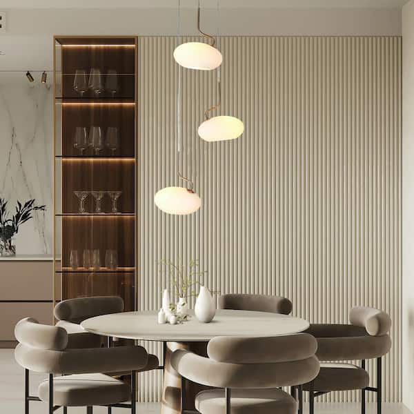 Deglupta 3-Light Plating Brass Cluster Chandelier with Oval Frosted Glass Shade and No Bulb Included