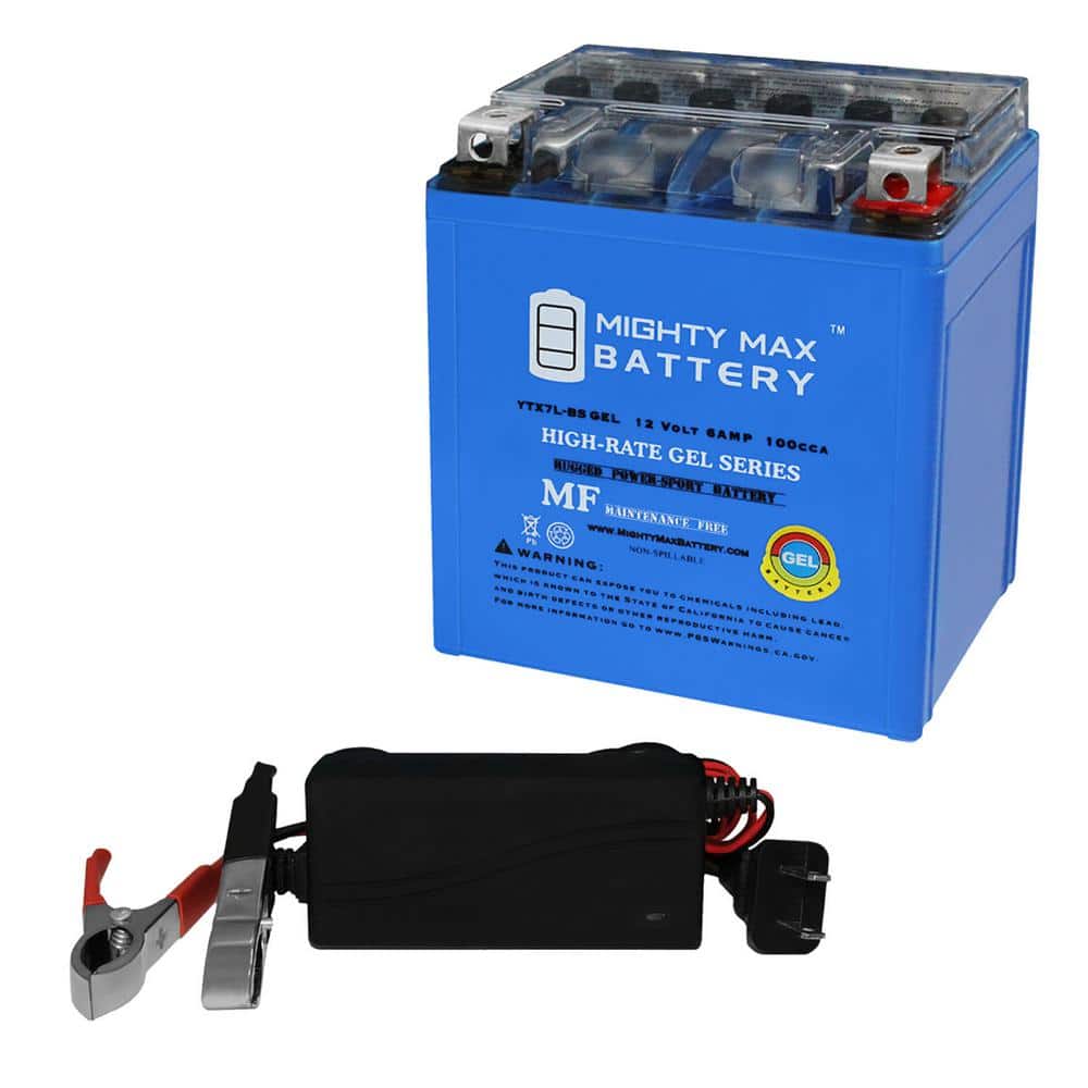 MIGHTY MAX BATTERY YTX7L-BS GEL Battery Replaces Piaggio Vespa Primavera  150 15-20 + 12V 1Amp Charger MAX3969239 - The Home Depot