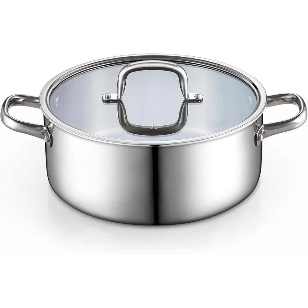Cook N Home 7 qt. Tri-Ply Clad Stainless Steel Dutch Oven Soup Pot Cook N Home 7 qt. Tri-Ply Clad Stainless Steel Dutch Oven Soup Pot