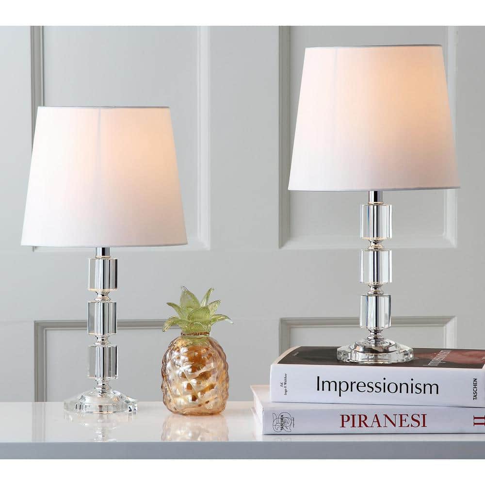 Erin Crystal Cube Table Lamp Set - Clear & Off-White
