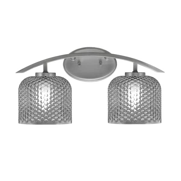 Unbranded Siena 18.25 in. 2-Light Vanity Light Graphite with Smoke Textured Glass Shades