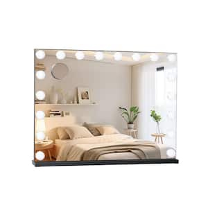 32 in. W x 23.6 in. H Rectangular Frameless Tabletop Bathroom Vanity Mirror in Black with LED Dimmable
