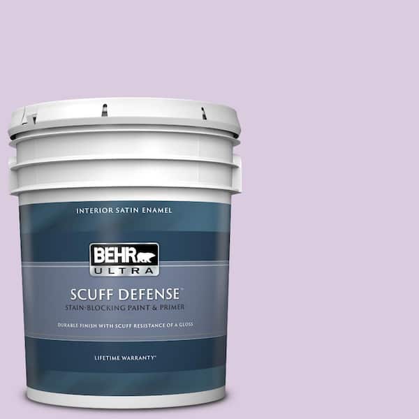 BEHR ULTRA 5 gal. #660C-2 Violet Mist Extra Durable Satin Enamel Interior Paint & Primer