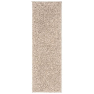 Elle Basics Emerson Solid Shag Beige 2 ft. 3 in. x 7 ft. 3 in. Runner Area Rug