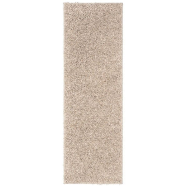 Well Woven Elle Basics Emerson Solid Shag Beige 2 ft. 3 in. x 7 ft. 3 in. Runner Area Rug