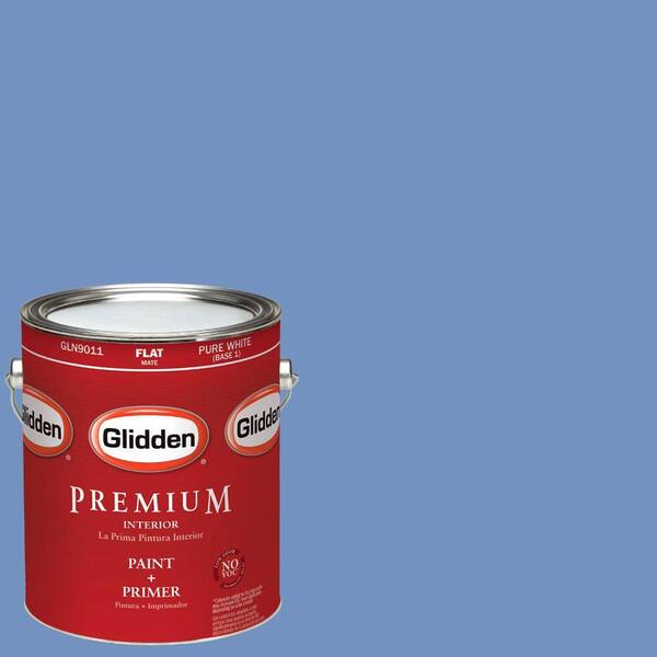 Glidden Premium 1-gal. #HDGV27 Pure Periwinkle Flat Latex Interior Paint with Primer