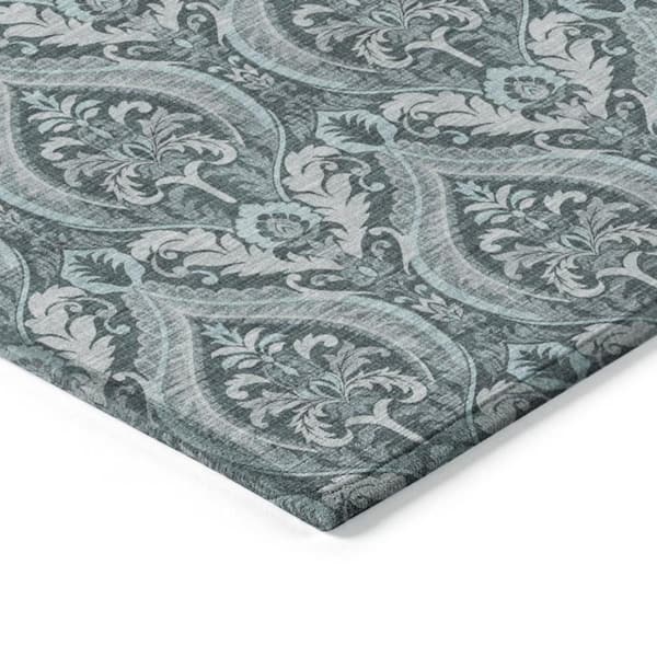 Teal 2 ft. x 3 ft. Woven Trellis Rectangle Indoor/Outdoor Area Rug