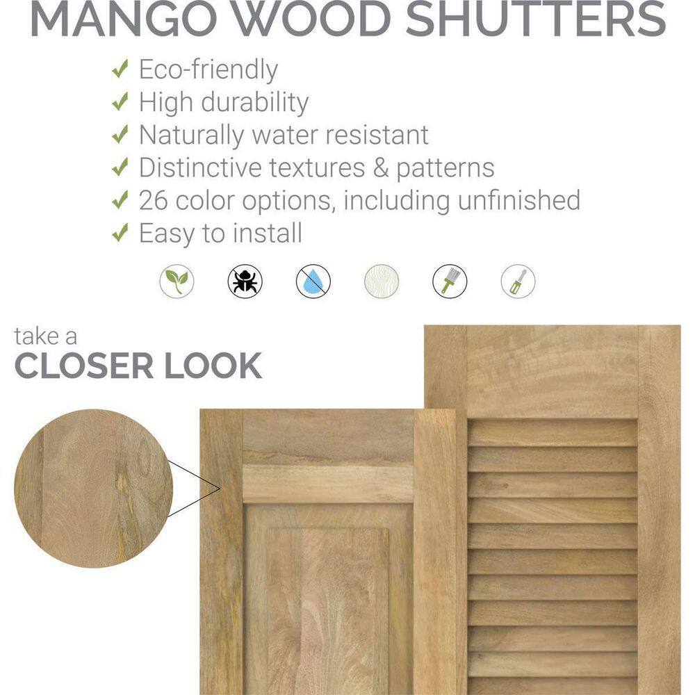 Ocean Swell Blue Mango Wood Board-n-Batten Exterior Shutters, 14"W x 39"H