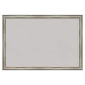 Salon Scoop Silver Wood Framed Grey Corkboard 26 in. x 18 in. Bulletin Board Memo Board
