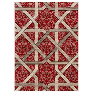 Nora Geometric Red 8 ft. x 10 ft. Rug