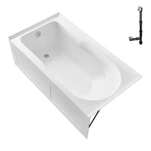 GA-310-22-CH 60 in. x 32 in. Acrylic Soaking Alcove Bathtub in Glossy White with Left-Hand Drain in Polished Chrome