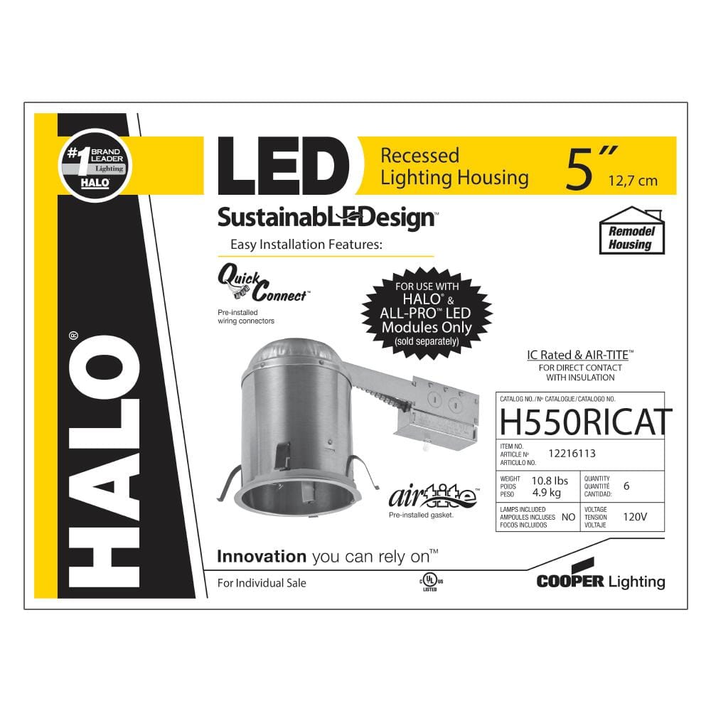 Halo 5-Inch Aluminum LED Air-Tite Remodel Housing