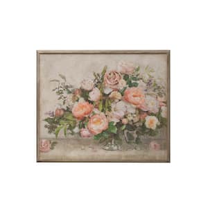 Framed Floral Bouquet Wood Art Print 31.5 in. x 37.25 in.