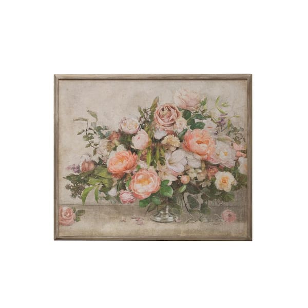 Storied Home Framed Floral Bouquet Wood Art Print 31.5 in. x 37.25 in ...