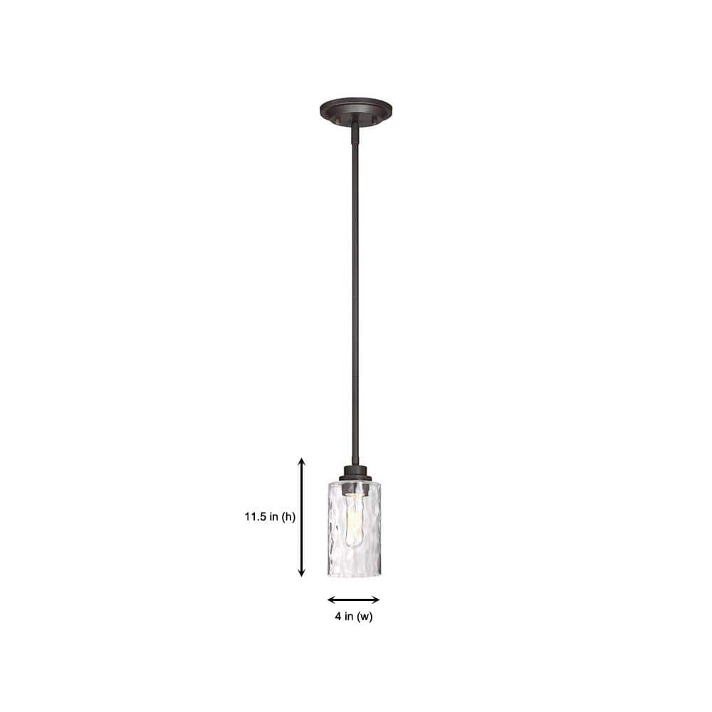 Gramercy Park Old English Bronze Mini Pendant with Blown Hammered Glass