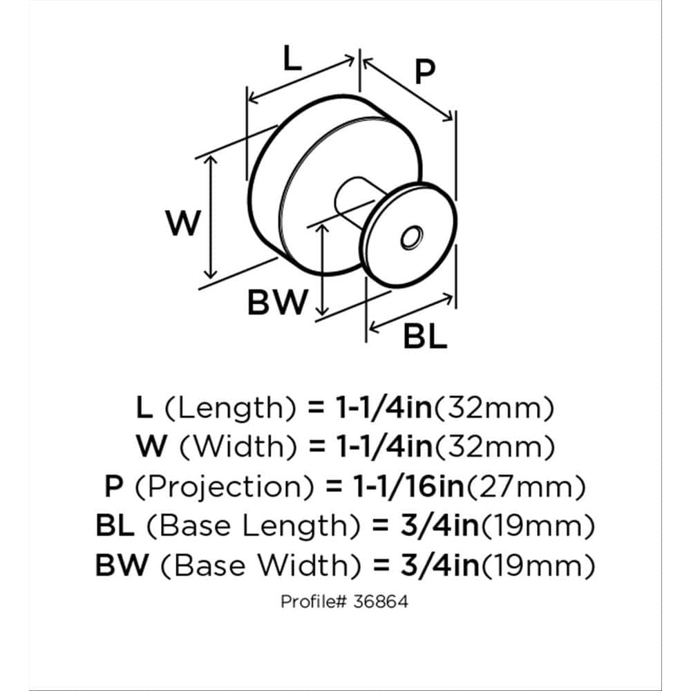 Polished Chrome Round Cabinet Knob, 1-1/4 inch Diameter