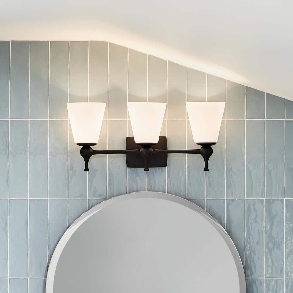 Cosabella 24 in. 3-Light Black Contemporary Bathroom Vanity Light with Satin Etched Cased Opal Glass price history on PriceWatchPro