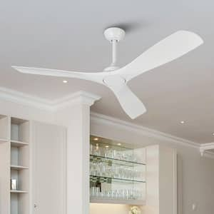 52 in. Indoor/Outdoor Modern Matte White Ceiling Fan with 6-Speed Remote Control and DC Motor