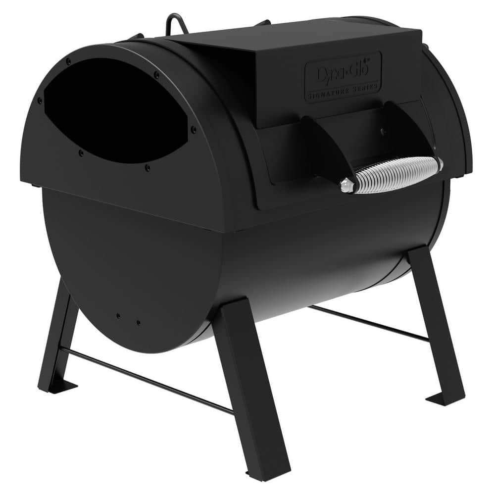 Portable Black Steel Tabletop Charcoal Grill with Smoker