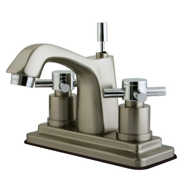 Kingston Brass Concord 4 in. Centerset 2-Handle Bathroom Faucet in Chrome and Brushed Nickel