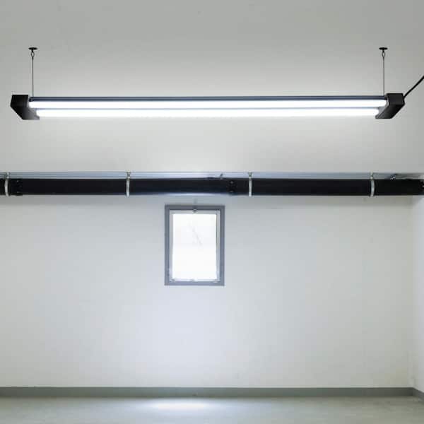 4 ft. 38-Watt 4000K Bright White 2-Light 3700 Lumens Black Integrated LED Hanging Shop Light Fixture (4-Pack)