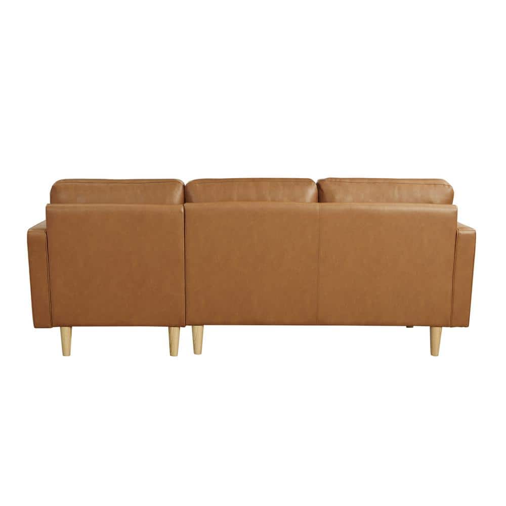 Carmel Tufted Faux Leather Sofa Chaise with Ottoman