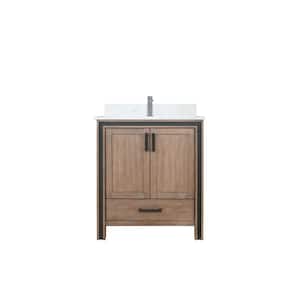 Ziva 30 in W x 22 in D Rustic Barnwood Bath Vanity, Cultured Marble Top and Faucet Set