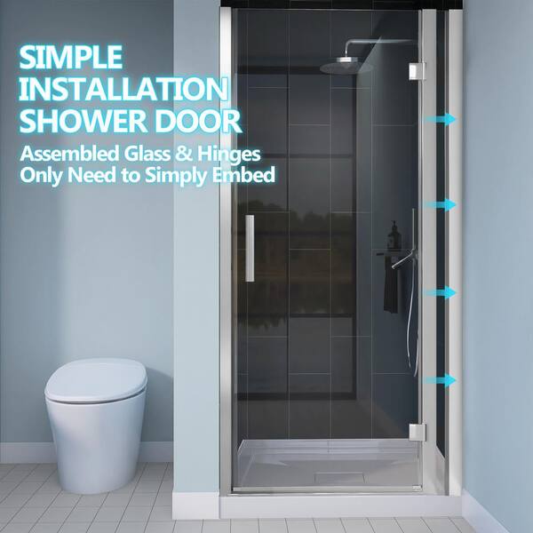 Zeafive 34 to 35-1/4 in. W x 72 in. H Frameless Pivot Swing Shower