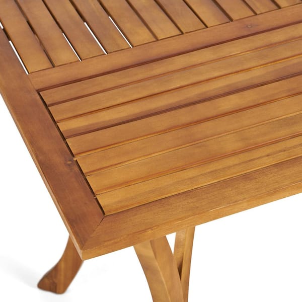Teak Finish 59 in. Rectangular Solid Wood Outdoor Dining Table ZN