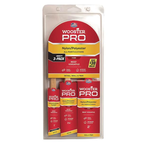 Wooster 1 in. Pro Thin Angle Sash, 1-1/2 in. Angle Sash, 2 in. Multisize Brush Pack (3-Pack)