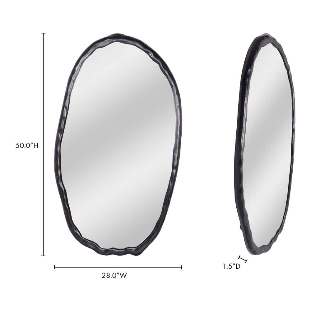 Black Oval Aluminum Wall Mount Accent Mirror