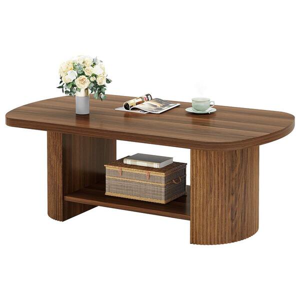 BYBLIGHT Kerlin 45.27 in. Brown Rectangle MDF Coffee Table