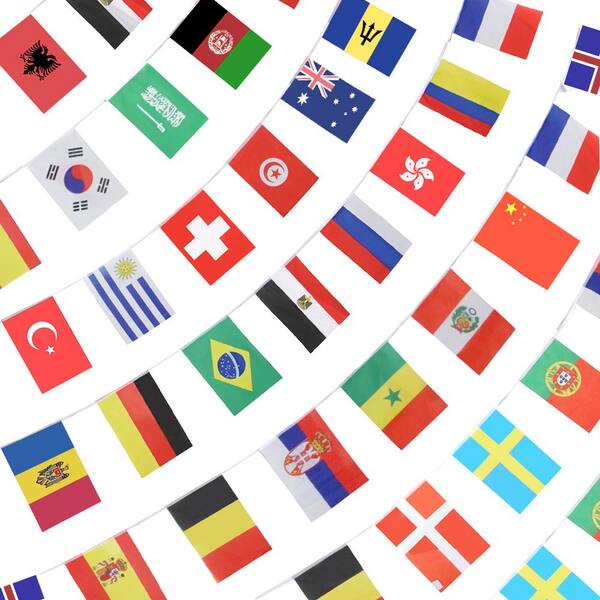 ANLEY 8 in. x 5 in. 200 Countries String Flag International Bunting Banners for Party Decorations, Bars, Sports Clubs