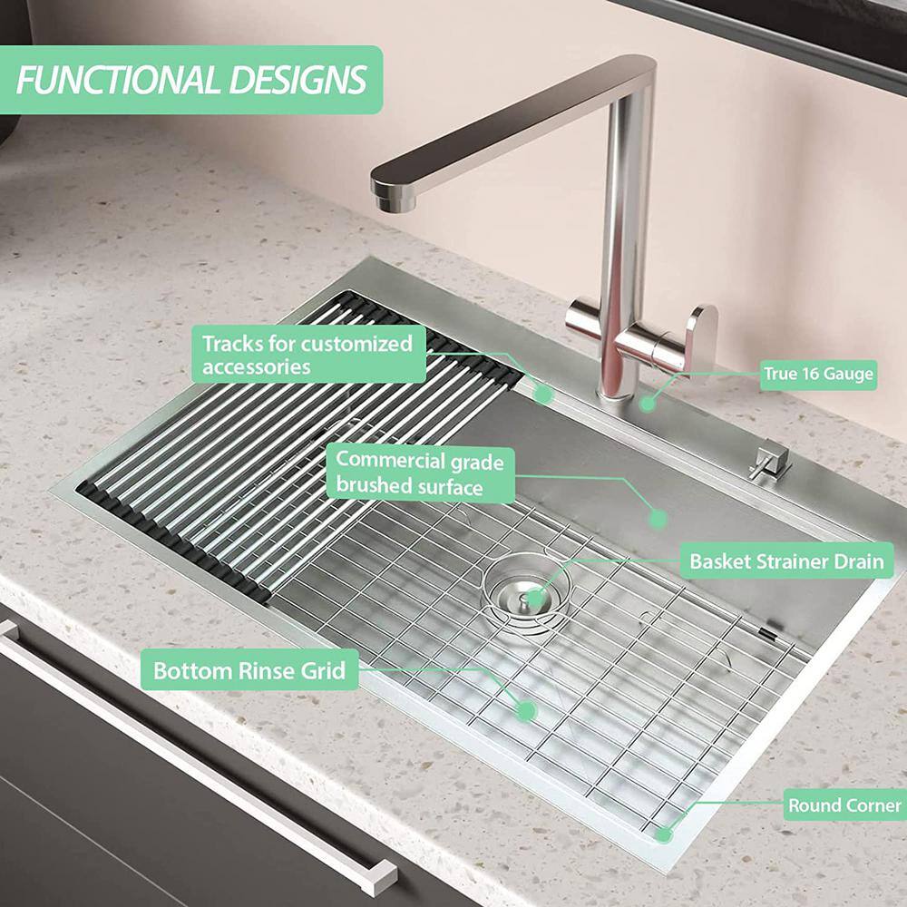 30 Inch Brushed Nickel Stainless Steel Single Bowl Kitchen Sink