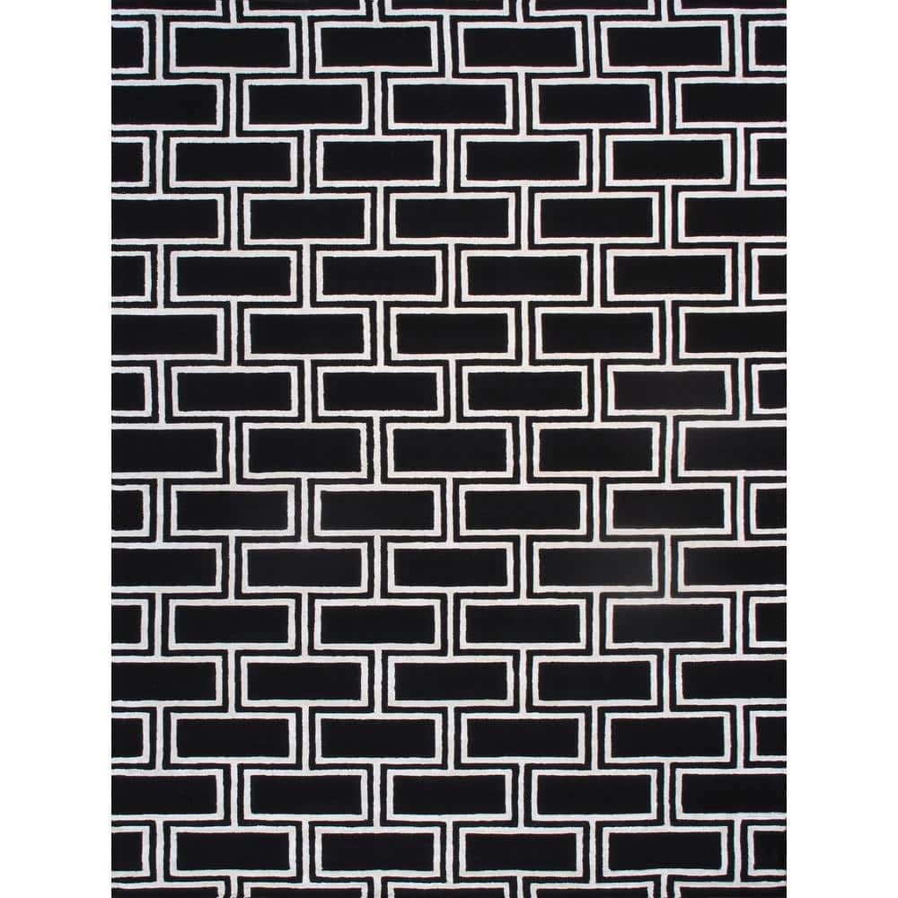 Pasargad Home Edgy Black 8 ft. x 10 ft. Geometric Bamboo Silk and Wool Area Rug -  pvny-21 8x10