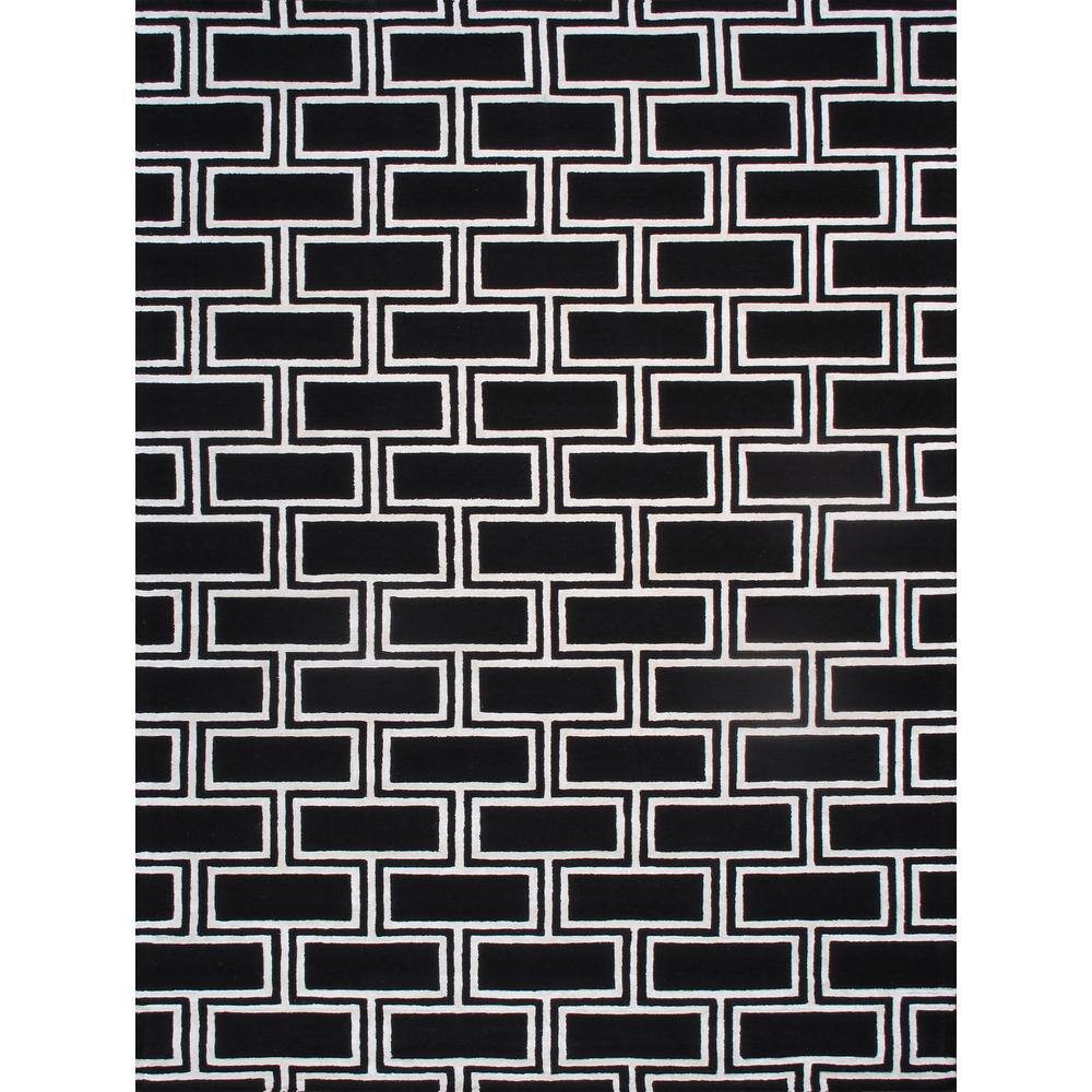 Pasargad Home Edgy Black 9 ft. x 12 ft. Geometric Bamboo Silk and Wool Area Rug -  pvny-21 9x12