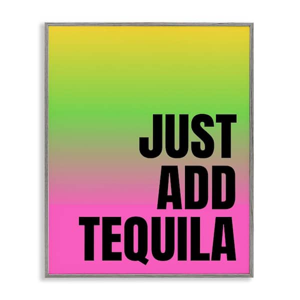 Stupell Industries Just Add Tequila Gradient by House of Lulu Gray Framed Food Giclee Art Print 30 in. x 24 in.