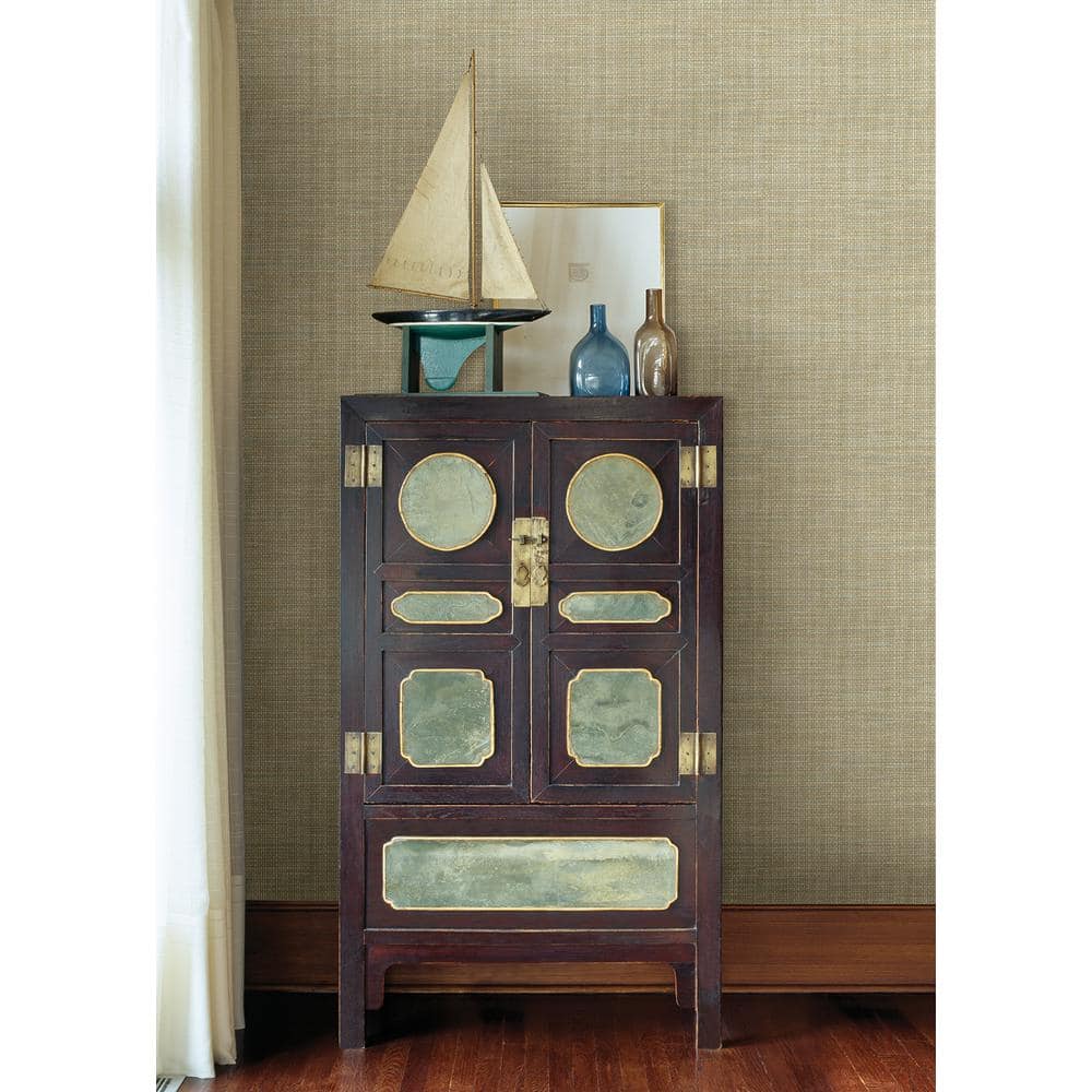 Sky Blue and Beige Faux Grasscloth Wallpaper Roll